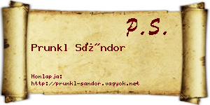 Prunkl Sándor névjegykártya
